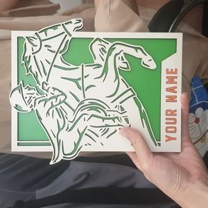 Wooden picture frame of a galloping horse